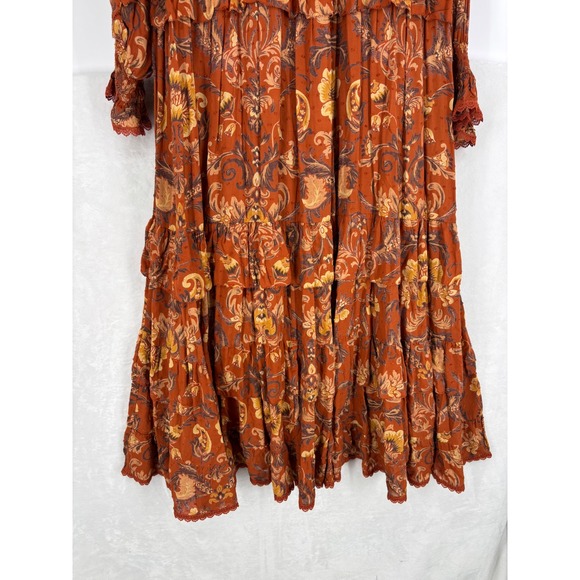 Spell & The Gypsy Collective Sundown Boho Gown Women Size S Orange Paisley Maxi - Picture 10 of 14